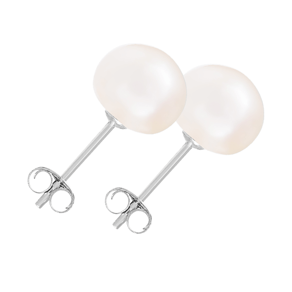 Splendid Pearls 7mm White Stud Earrings