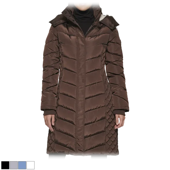 Kenneth Cole Heavyweight Fleece Lined Hooded Quilted Puffer Jacket