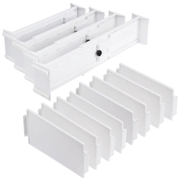 Bee Neat 4-Piece Expandable White Plastic Drawer Dividers