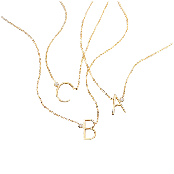 Rachel Glauber 18K Gold Plated CZ Initial Necklaces