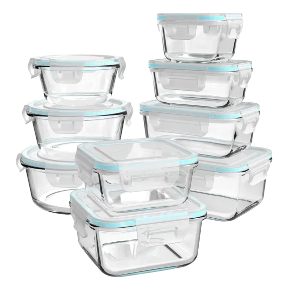 Ailtech 18 Piece Borosilicate Glass Food Storage with Easy Lock Lids