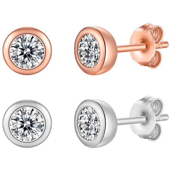 Stella Valentino 1.0 Carat TW Moissanite Modern Bezel Stud Earrings