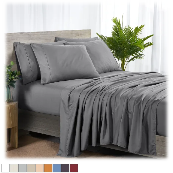 Bibb Home 6-Piece Rayon from Bamboo Sheets with SureGrip Straps