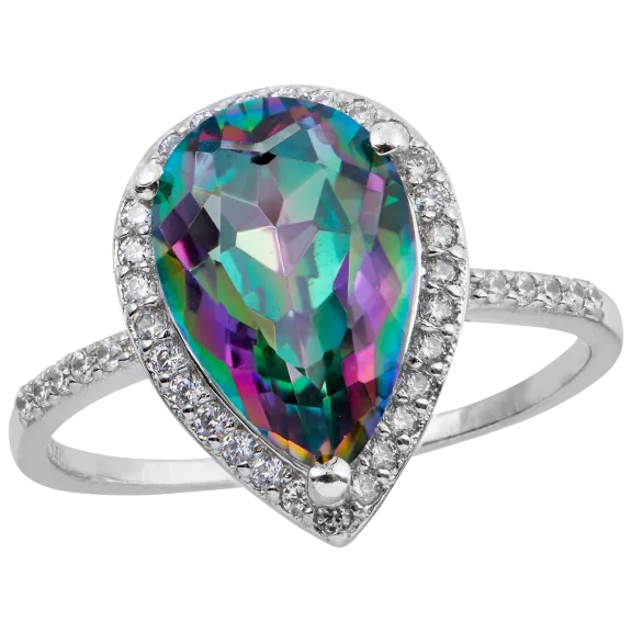 Savvy Cie 4.00 Carat TW Sterling Silver Mystic Quartz Ring