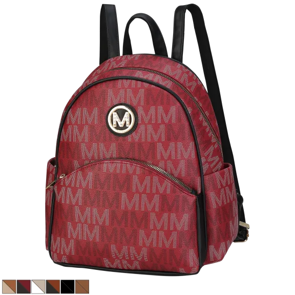 MKF Collection Palmer Vegan Leather Signature Logo Print Backpack by Mia K