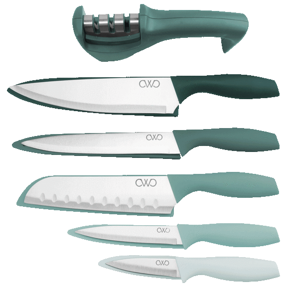 Cook with Color 5-Piece Knife Set with Sharpener