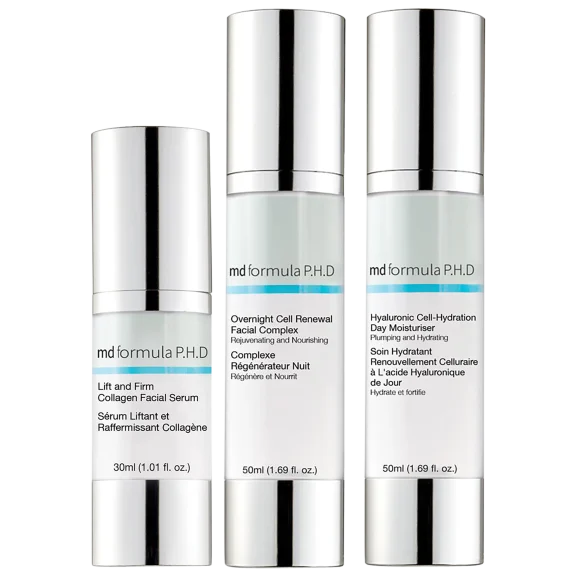 MD Formula 3-Piece Hyaluronic Cell Hydration Renewal & Collagen Facial Serum Set