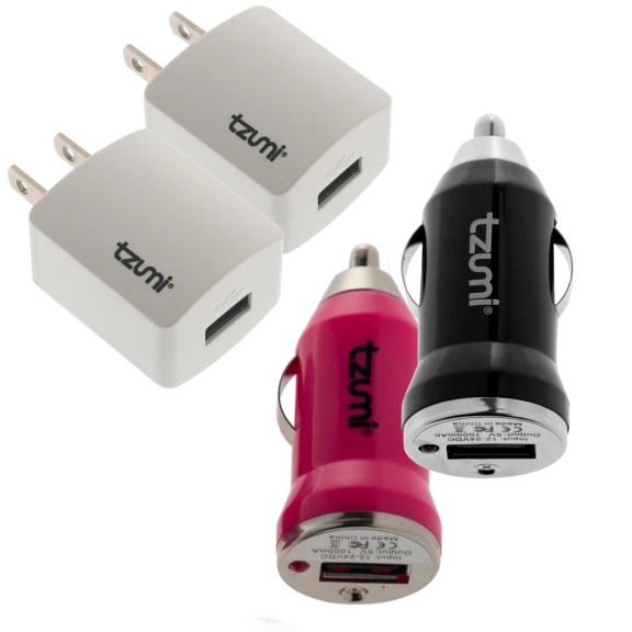2-Pack: Tzumi 1 Amp Wall or Car Charger