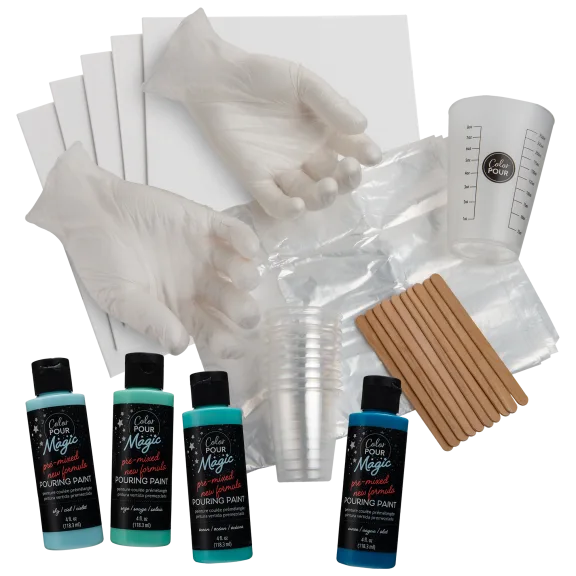American Crafts 32-Piece Color Pour Pre-Mixed Acrylic Paint Bundle