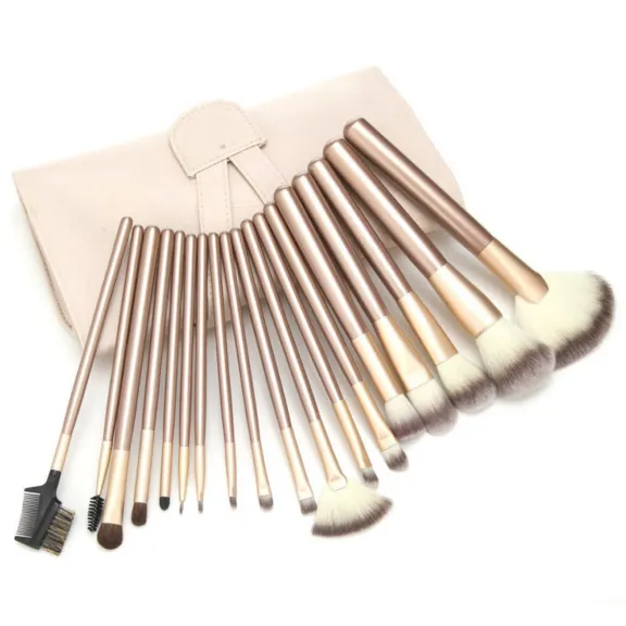 Zoë Ayla 24-Piece Professional Makeup Brush Set with Roll-Up Travel Case