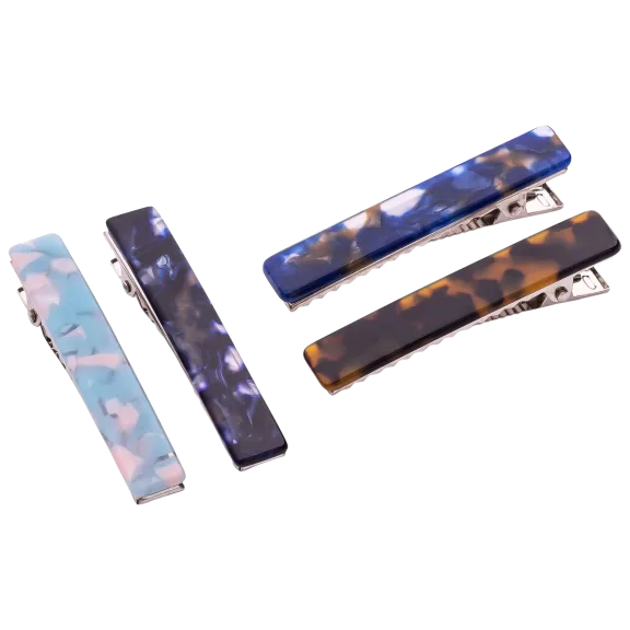 4-Pack Zoe Ayla Long Marbled Hair Clips