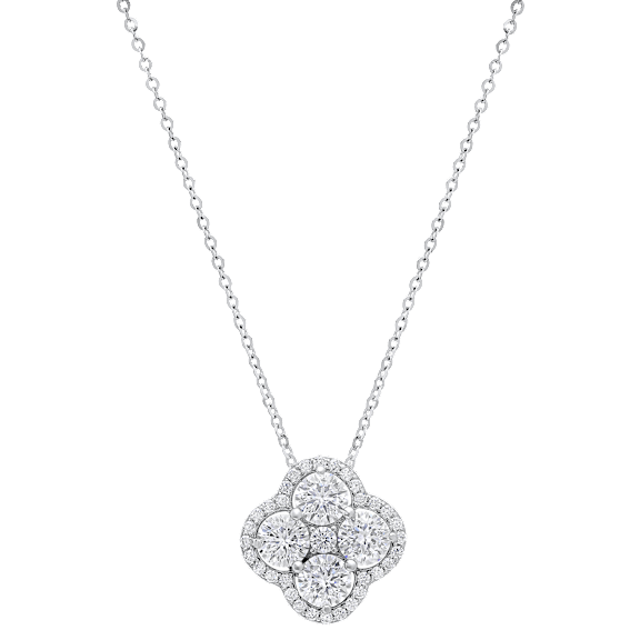 Saffron 2.0 Carat TW Moissanite Clover Flower Sterling Silver Necklace