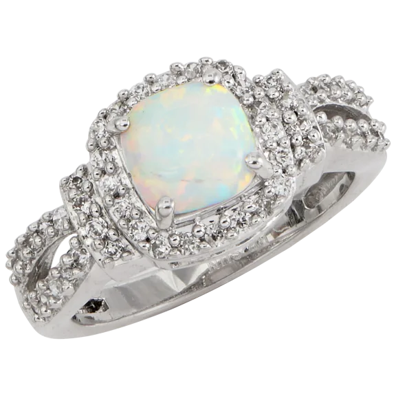 Savvy Cie Pave Created Opal & Cubic Zirconia Ring
