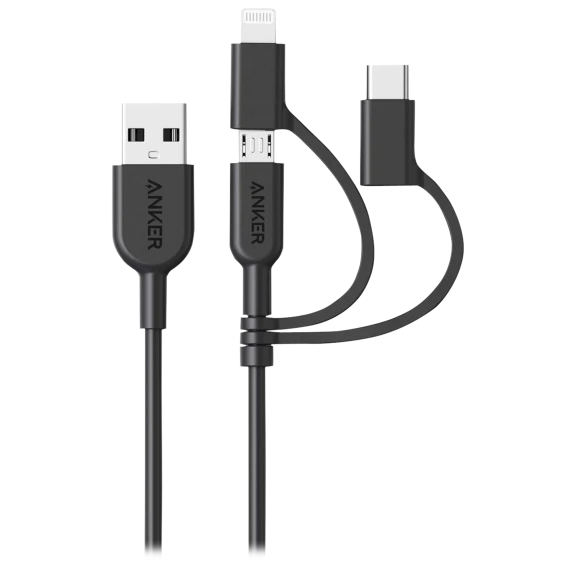 Anker PowerLine II 3-in-1 Micro USB, USB-A, & USB-C 3Ft Cable