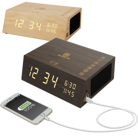 GoGroove BlueSYNC TYM+ Wood Clock Radio & Bluetooth Speaker