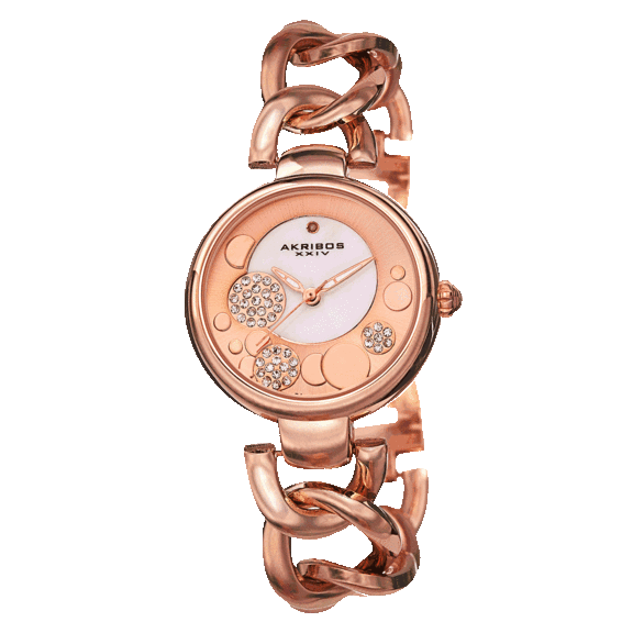 Akribos XXIV Women's Quartz Diamond-Accented Twist Chain Watch