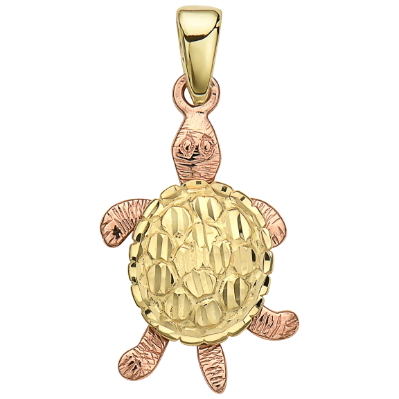 Pori Jewelers 14K Two-Toned Gold Yellow and Rose Turtle Delicate Pendant