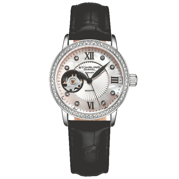 Stuhrling Legacy 34mm Skeleton Watch with Leather Band