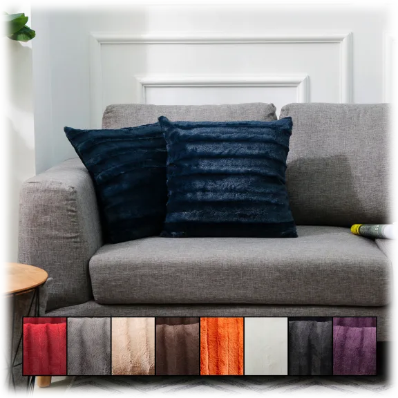2-Pack: Cheer Collection Faux Fur 18" x 18" Decorative Throw Pillows