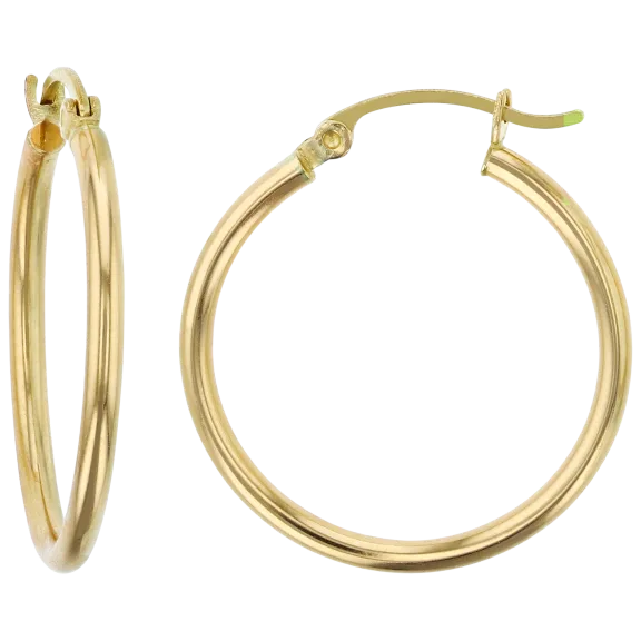 Decadence 14K Yellow Gold 2x25MM Polished Hoop Earring