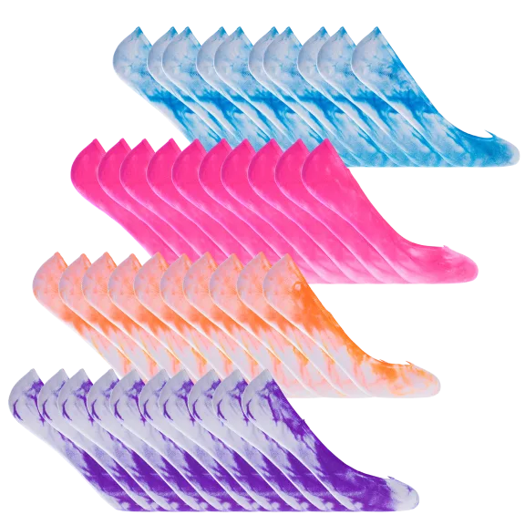 20-Pack: All Mixed Up Tie Dye Nylon No-Show Socks