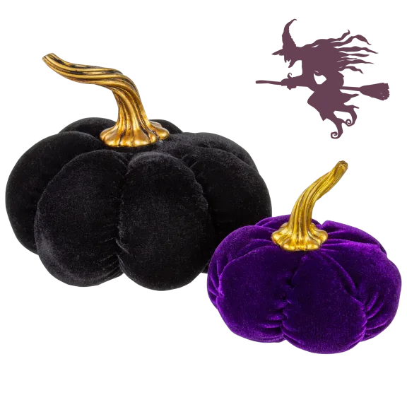 2-Pack: Winter Lane Velvet Pumpkins