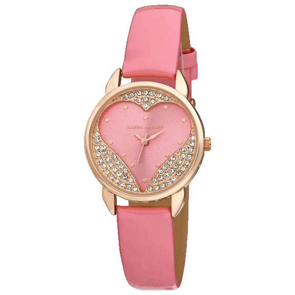 Laura Ashley Open Heart Patent Strap Watch