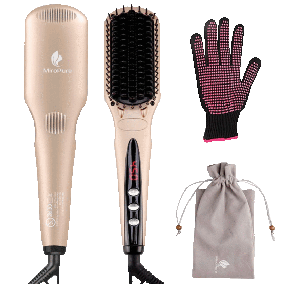 Miropure Ionic Ceramic Hair Smoothing/Straightening Brush with 16 Heat Settings