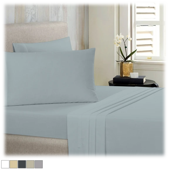 Bibb Home 4-Piece Antimicrobial Solid Sheet Set