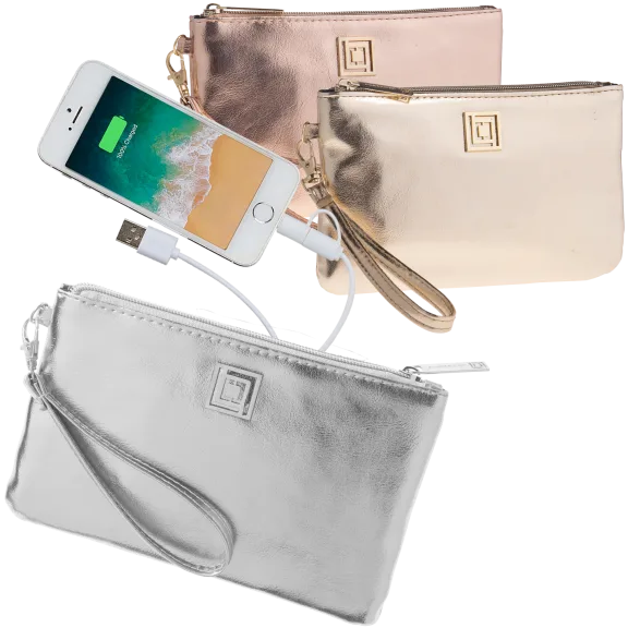 Liz Claiborne Metallic Phone Charging Wristlets with RFID Theft Protection