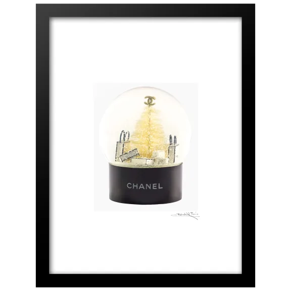 Fairchild Paris Chanel Holiday Snow Globe - 14" x 18" Framed Print