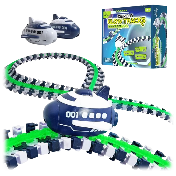 USA Toyz Kids 258-Piece Zero G Space Glow Race Track