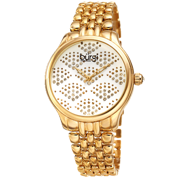 Burgi Women's Swarovski Crystal Pebble Style Watch