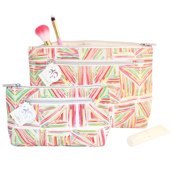 Tonic Australia Pink Sticks Small & Large Cosmetic Bags
