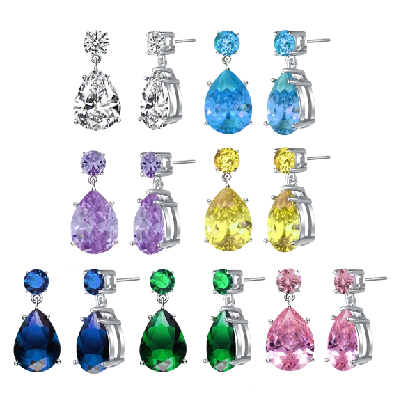 Two-Stone Sterling Silver Drop Earrings