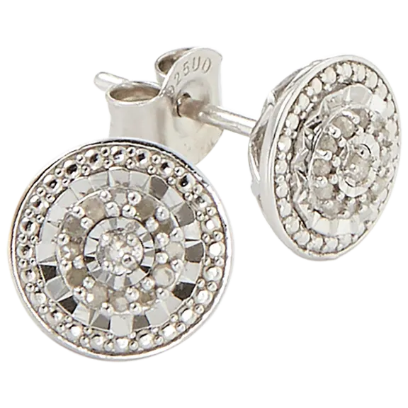 Diamond Muse 1/10 Carat TW Miracle Plate Genuine Diamond Stud Earrings