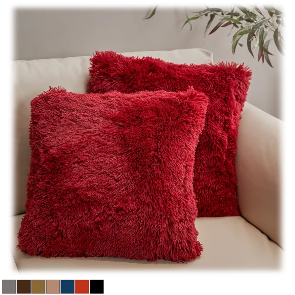 Cheer Collection Duo Set 20"x20" Shaggy Hair Decorative Throw Pillows