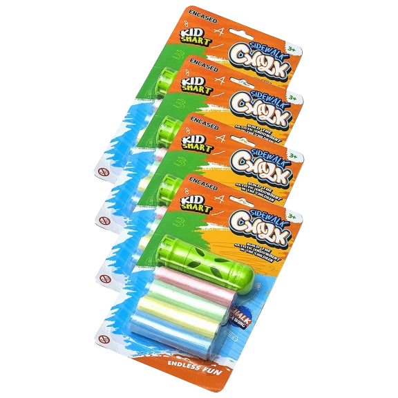Encased Sidewalk Chalk (16 Count) Outdoor Chalks Set for Kids with Grip Holder
