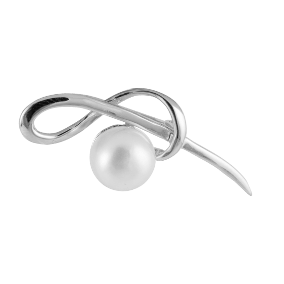 Sterling Silver White Pearl Brooch