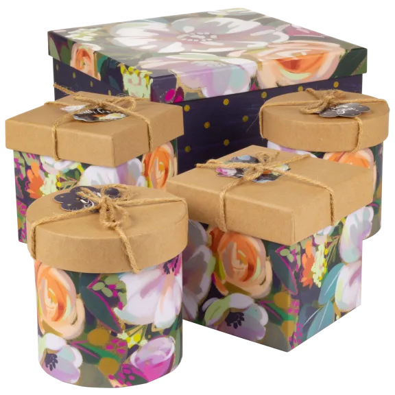 Set of 5 Punch Studio Decorated Storage Boxes