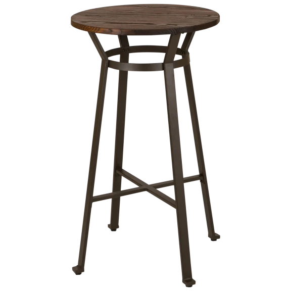 Glitzhome Rustic Steel Bar Table with Elm Wood Round Top