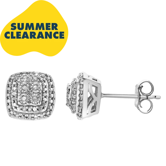 Brilliant Diamonds 1/10 Carat TW Halo Cushion Earrings