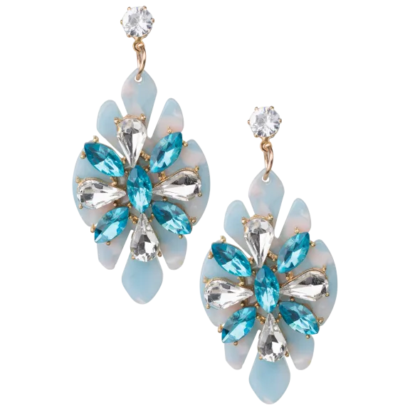 Blue Resin Flower Earrings