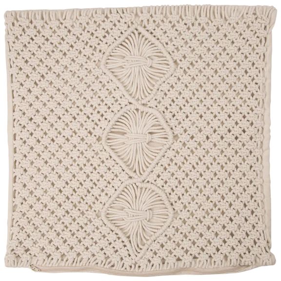 Glitzhome 18"L*18"W Diamond Handmade Cotton Rope Pillow Cover