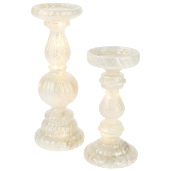 2-Pack: South Street Loft Lighted Candle Holders in Winter White