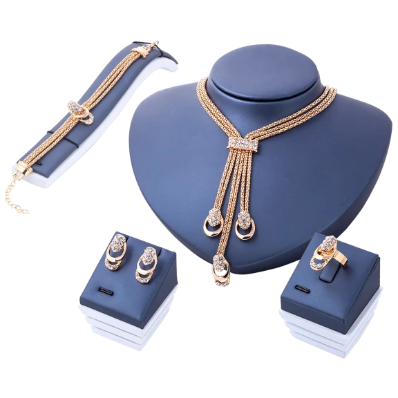 Golden NYC Jewelry 4 Piece Rose Gold Zirconia Pav'e 5th Avenue Jewelry Set