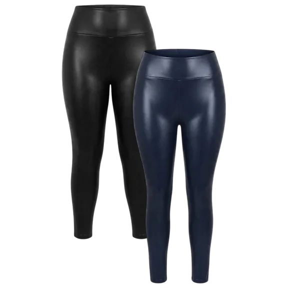 2-Pack: HUE Leatherette Hi Rise Plus-size Leggings