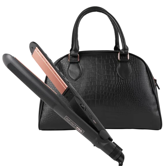 INFINITIPRO by Conair High Heat Flat Iron with Premium Overnight Bag