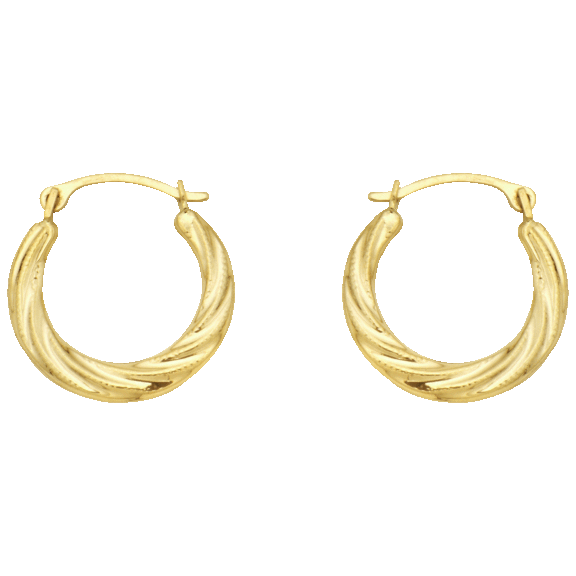 Pori Jewelers 10K Gold 2mm or 2.5mm Twist Pattern Hammered Diamond Cut Earrings