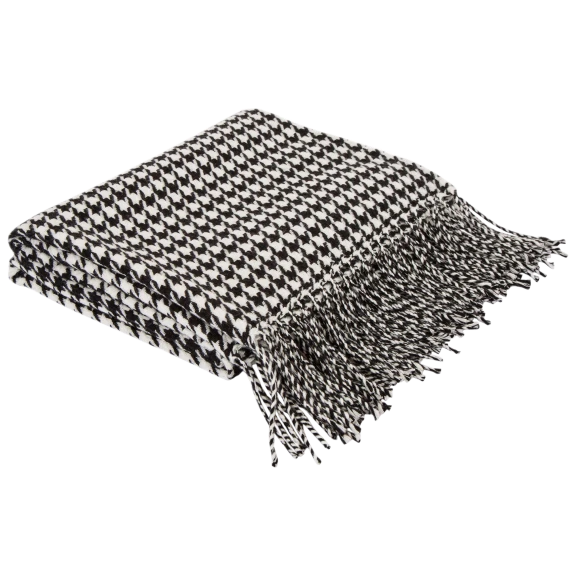Glitzhome "60"L*50"W Acrylic Black/White Houndstooth Woven Throw 360g